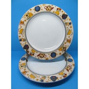 Sakura Debbie Mumm Teapots 10 7/8" Dinner Plates Set of 2 Excellent